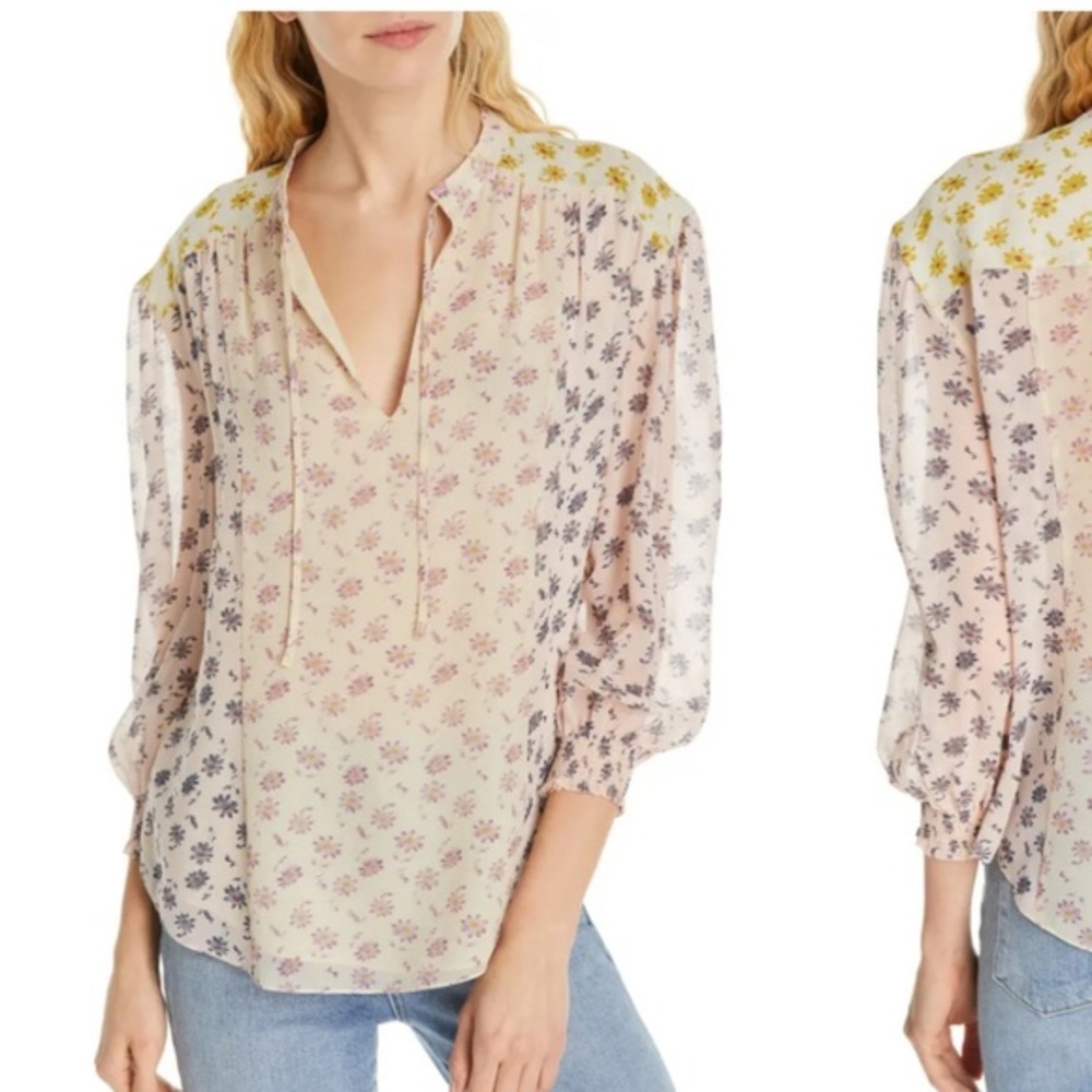 Joie Tyla Silk Floral Peasant Top